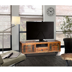 Conjunto mueble salon television Fuerte del Rey en blanco brillo y grafito  180 cm(alto)200 cm(